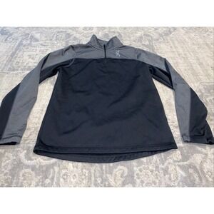 Browning Buckmark Womens Black/Gray Quarter Zip Pullover Shirt Sz Small SP